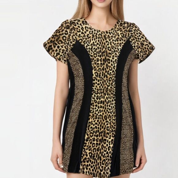 MICHAEL Michael Kors Brown and Black Sheath Mini Dress - Picture 1 of 8